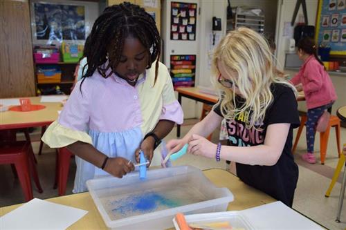 Third Graders Create Original Chalk Float Prints